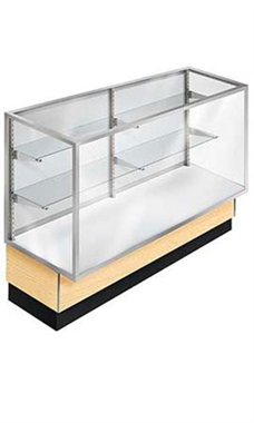 48 in Maple Display Case Full Vision Metal Framed