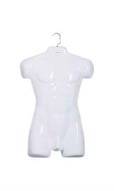 Man's Torso Form with Metal Hooks- White