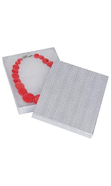 7 x 5 ½ x 1 inch Cotton Filled Silver Embossed Jewelry Boxes 7 x 5 ½ x 1 inch Cotton Filled Silver Embossed Jewelry Boxes