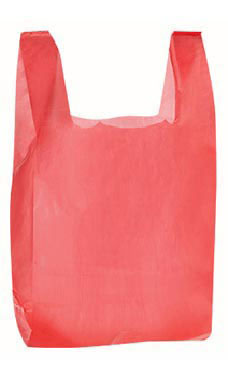 Red 8" x 5" x 16" Plastic T-Shirt Bags with Handles Red 8" x 5" x 16" Plastic T-Shirt Bags with Handles