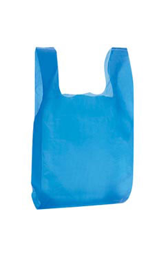Blue 8" x 5" x 16" Plastic T-Shirt Bags with Handles Blue 8" x 5" x 16" Plastic T-Shirt Bags with Handles