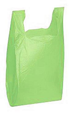 Green 11 ½” x 6" x 21" Plastic T-Shirt Bags with Handles