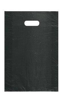 High-Density Black Plastic Merchandise Bags - 12" x 3" x 18"