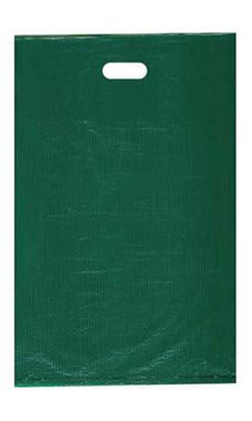High-Density Green Plastic Merchandise Bags - 15" x 4" x 24"