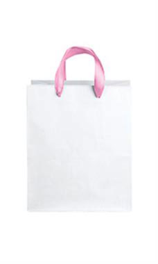 Medium White Premium Folded Top Paper Bags Light Pink Ribbon Handles Medium White Premium Folded Top Paper Bags Light Pink Ribbon Handles