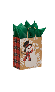 Medium Snowman Paper Shopping Bags - Case of 100