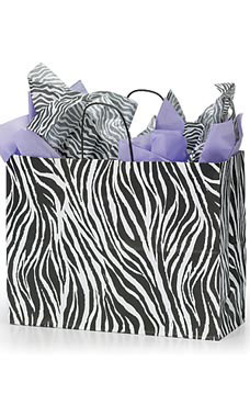 Large Zebra Skin Paper Shopping Bags - Case of 100 Large Zebra Skin Paper Shopping Bags - Case of 100