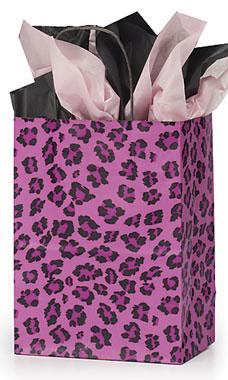 Medium Leopard Print with Pink Accents Paper Shopping Bag