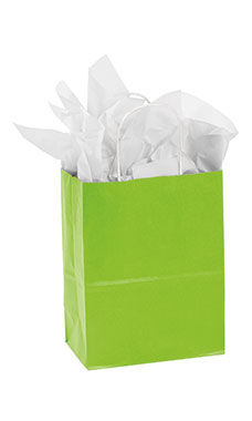 Medium Lime Green Paper Shopping Bags - Case of 100