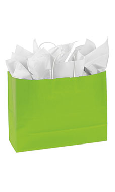 Large Lime Green Paper Shopping Bags - Case of 100 Large Lime Green Paper Shopping Bags - Case of 100