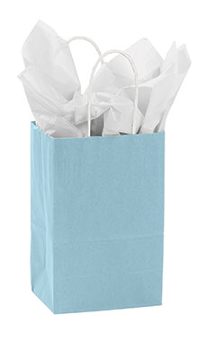 Small Powder Blue Paper Shopping Bags - Case of 100 Small Powder Blue Paper Shopping Bags - Case of 100