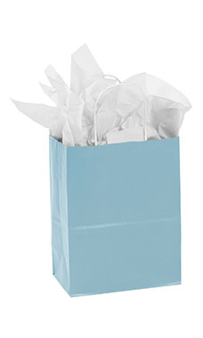 Medium Powder Blue Paper Shopping Bags - Case of 100 Medium Powder Blue Paper Shopping Bags - Case of 100