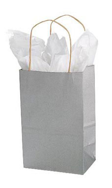 Small Silver Metallic Wholesale Paper Shopping Bags