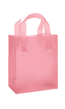 Medium Pink Frosted Plastic Shopping Bag