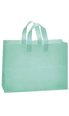 Large Aqua Blue Frosted Plastic Shopping Bag
