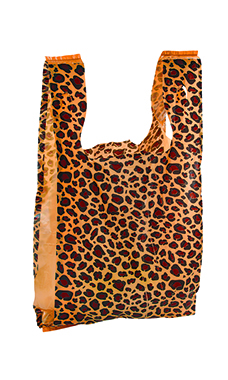 Medium Leopard Print Plastic T-Shirt Bags - Case of 500