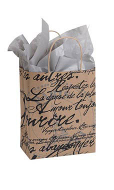 Paris Script Paper Shopping Bag Paris Script Paper Shopping Bag