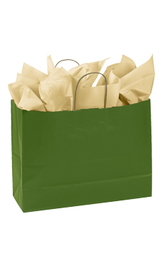 Green Kraft Paper Shopping Bags - 16" x 6" x 12" Green Kraft Paper Shopping Bags - 16" x 6" x 12"