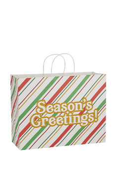 Large - Season's Greetings Paper Shopping Bags - Case of 100