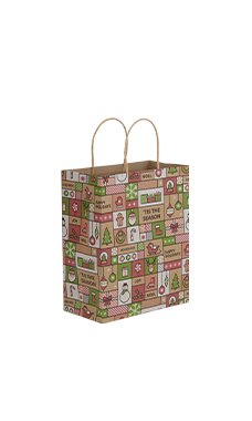 Medium - Modern Holiday Paper Shopping Bags - Case of 100