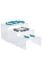 4 inch Rectangular Nesting Clear Acrylic Display Risers - Set of 3