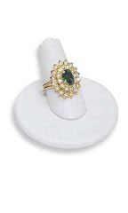 Single Finger Round Base White Faux Leather Ring Display
