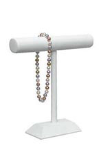 Medium White Faux Leather T-Bar Display