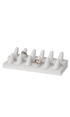12-Finger White Faux Leather Ring Display