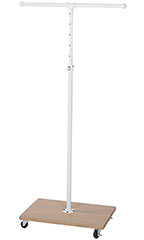 Boutique White Pipe 2-Way Straight Arm Clothing Rack with Caramel Oak Wood Base
