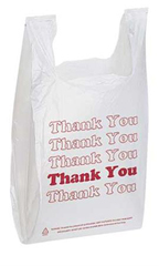 White Thank You Plastic T-Shirt Bags – Case of 100