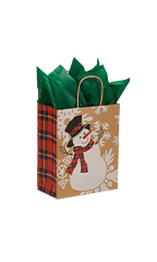 Medium (Cub) - Snowman Paper Shopping Bags - Case of 100