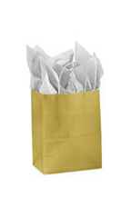 Medium Glossy Gold Paper Shopping Bags - Case of 100