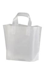 Recycled Clear Frosted Plastic Shopping Bags - Case of 250