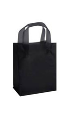 Medium Black Frosted Plastic Shopping Bags - Case of 100