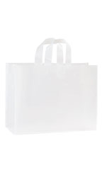 Large Clear Frosted Plastic Shopping Bags - Case of 100