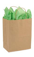Medium - Recycled Natural Kraft Paper Shopping Bags - Case of 250