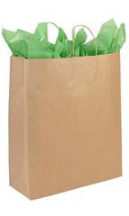 Jumbo - Recycled Natural Kraft Paper Shopping Bags - Case of 200