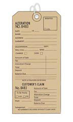 3W x 6H inch Strung Off-White Perforated Alteration Tags