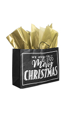 Large Merry Christmas Paper Shopping Bags - Case of 100