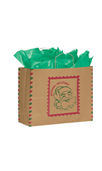 Large Santa Stamp Paper Shopping Bags - Case of 100