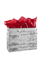 Large Wood Pattern Paper Shopping Bags - Case of 100