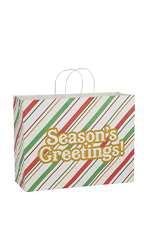 Large - Season's Greetings Paper Shopping Bags - Case of 100