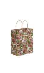 Medium (Cub) - Modern Holiday Paper Shopping Bags - Case of 100