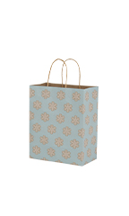 Medium (Cub) - Blue Snowflake Paper Shopping Bags - Case of 100