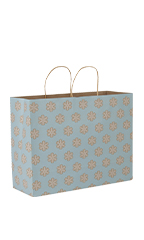 Large (Vogue) - Blue Snowflake Paper Shopping Bags - Case of 100